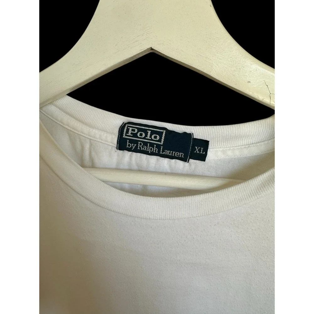 Vintage Polo By Ralph Lauren Men's White‎ T-Shirt Made In USA Size XL